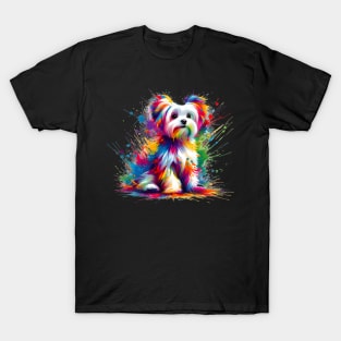 Vibrant Maltese in Colorful Splash Art Style T-Shirt